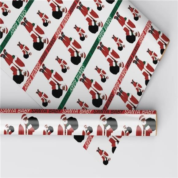 Mah Melanin Large Four Pack Gift Wrap Paper Black Santa 200 Square Feet - Picture 1 of 7